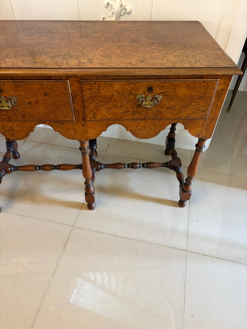 Unusual Antique Edwardian Quality Burr Walnut Dresser Base - Image 6